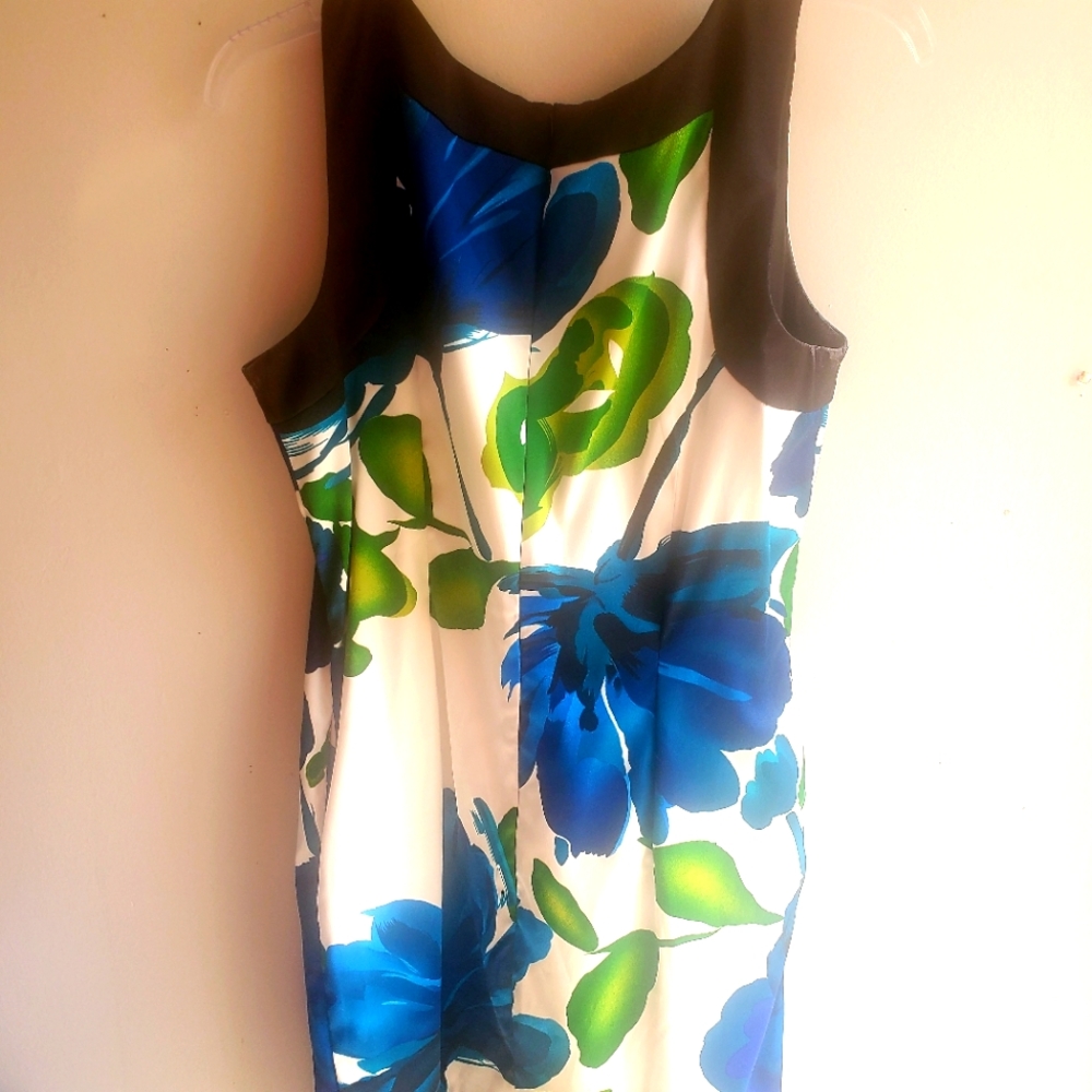 dressbarn Sleeveless Floral Mini Dress in Blue and Green